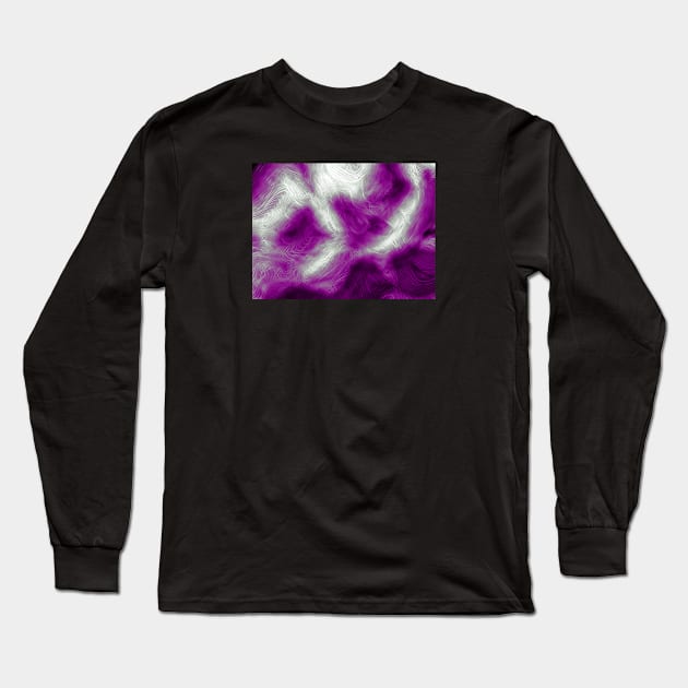 Asexual Pride Abstract Fractal Fog Long Sleeve T-Shirt by VernenInk